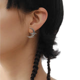 Opal Tassel Dangle Earrings Water Ripple Moon Asymmetrical Drop Boucle Oreille