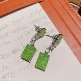 Women CZ Dangle Long Earring Silver Bride Wedding Drop Earrings