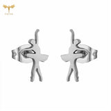 Retro Ballerina Ear Studs Stainless Steel Jewelry