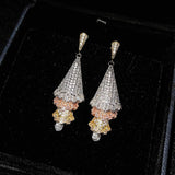 Christmas Tree Dangle Earrings Zircon Setting Xmas Gift
