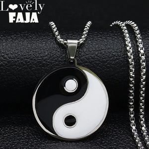 Yin Yang Gossip Taiji Stainless Steel Necklaces for Women/Men