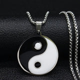 Yin Yang Gossip Taiji Stainless Steel Necklaces for Women/Men