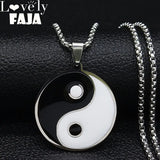 Yin Yang Gossip Taiji Stainless Steel Necklaces for Women/Men