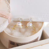 Zircon Inlaid Pearl Earrings for Women