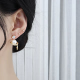 Zircon Inlaid Pearl Earrings for Women