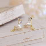 Zircon Inlaid Pearl Earrings for Women