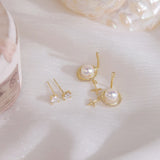 Zircon Inlaid Pearl Earrings for Women
