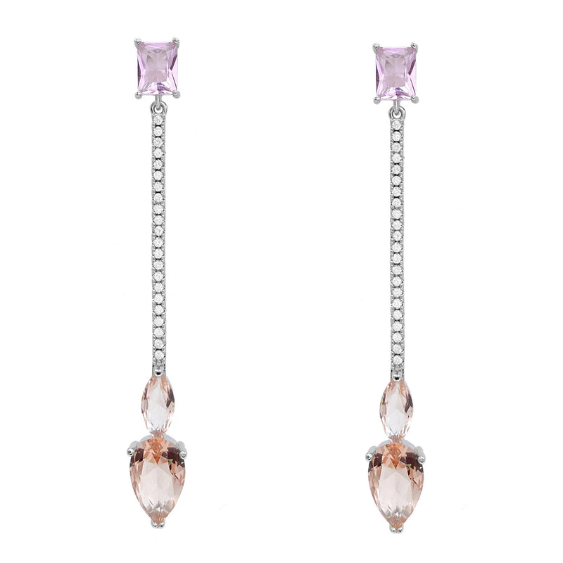Stylish Morganite Crystal Earrings Women Semijoyas Brincos Female