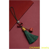 Cinnabar Mobile Phone Chain Pendant Short Tassel Antique Small Pendant