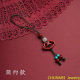 Cinnabar Mobile Phone Chain Pendant Short Tassel Antique Small Pendant