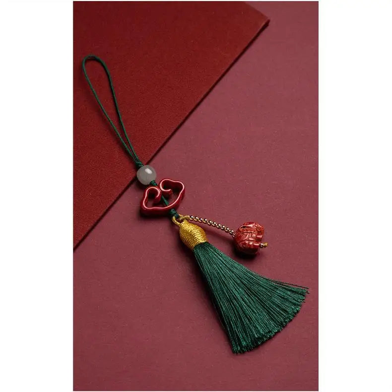 Cinnabar Mobile Phone Chain Pendant Short Tassel Antique Small Pendant