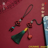 Cinnabar Mobile Phone Chain Pendant Short Tassel Antique Small Pendant