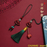 Cinnabar Mobile Phone Chain Pendant Short Tassel Antique Small Pendant