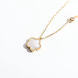 Stainless Steel Flower Clover Pendant Necklace Acrylic Jewelry