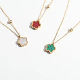 Stainless Steel Flower Clover Pendant Necklace Acrylic Jewelry