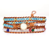 Women's Stone Beads Braided Wrap Bangle Jewelry