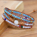Women's Stone Beads Braided Wrap Bangle Jewelry