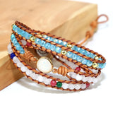 Women's Stone Beads Braided Wrap Bangle Jewelry
