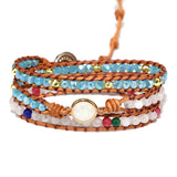 Women's Stone Beads Braided Wrap Bangle Jewelry