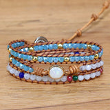 Women's Stone Beads Braided Wrap Bangle Jewelry
