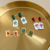 Fortune Earrings S925 Silver Needle Chinese Style Earrings Festive Red Earrings