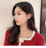 Fortune Earrings S925 Silver Needle Chinese Style Earrings Festive Red Earrings