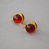French Niche Sense Retro Double-sided Red Green Glass Earrings