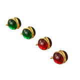 French Niche Sense Retro Double-sided Red Green Glass Earrings