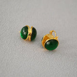 French Niche Sense Retro Double-sided Red Green Glass Earrings