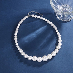 French Retro Big Pearl Clavicle Chain Necklace for Women