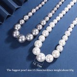French Retro Big Pearl Clavicle Chain Necklace for Women