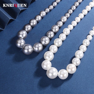 French Retro Big Pearl Clavicle Chain Necklace for Women