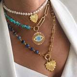 Minimalism Chain Punk Chunky Necklace Crystal Heart Pendant