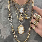 Minimalism Chain Punk Chunky Necklace Crystal Heart Pendant
