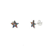 925 Silver Star Stud Rainbow CZ Earrings