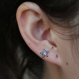 925 Silver Star Stud Rainbow CZ Earrings