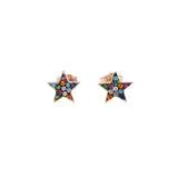 925 Silver Star Stud Rainbow CZ Earrings