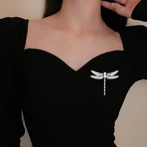 Crystal Zircon Dragonfly Brooch for Men and Women