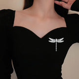 Crystal Zircon Dragonfly Brooch for Men and Women