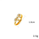 Heart Bow Women's Ring Micro Crystal Rhinestone Jewelry Gift 24K Golden Ring