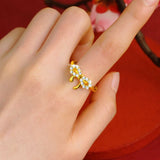 Heart Bow Women's Ring Micro Crystal Rhinestone Jewelry Gift 24K Golden Ring