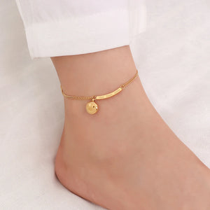 Smiley Face Tassel Anklet Foot Chain Smiling Titanium Steel