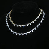 Silver CZ Heart Link Chain Necklace For Women