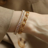 Sparkling Rhinestone Square Bangle Bracelet