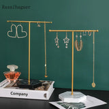 T-shaped Earrings Ring Necklace Watch Jewelry Shelf Wooden Bottom Jewelry Stand