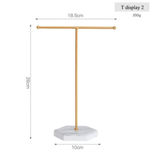 T-shaped Earrings Ring Necklace Watch Jewelry Shelf Wooden Bottom Jewelry Stand