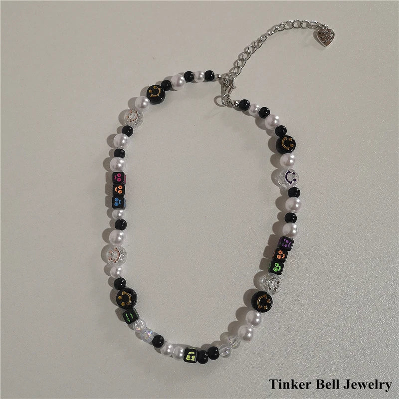 Goth Harajuku Punk Rock Smiley Choker Necklace Y2k Jewelry
