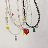 Vintage Heart Bow Pendant Necklace for Egirl