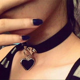 Gothic Heart Pendant Necklace Leather Collar Punk Rock Harajuku Charm Jewelry