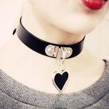 Gothic Heart Pendant Necklace Leather Collar Punk Rock Harajuku Charm Jewelry